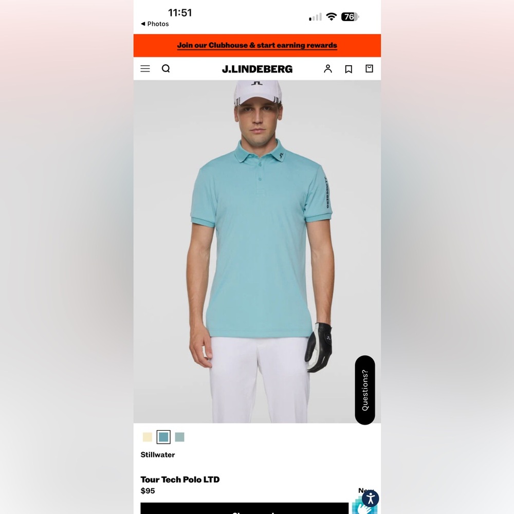 J.Lindeberg Golf Green Polo Shirt